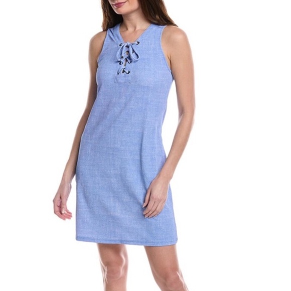 Tommy Bahama Women's Blue Sleeveless Lace-Up Casual Dress Cover-up Pockets - Picture 1 of 10